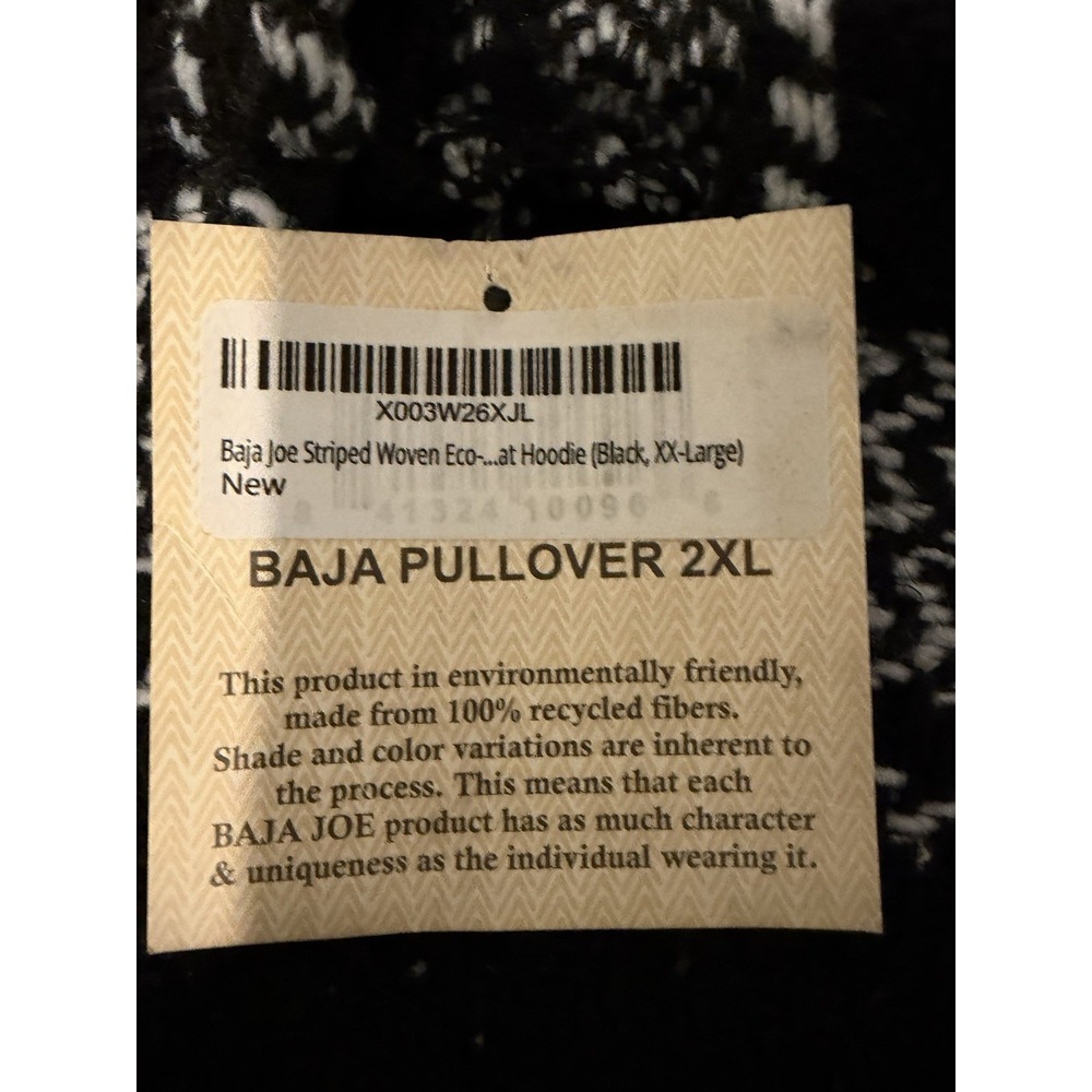 Baja Joe Unisex Black /White Pullover Hoodie Hippie Mexican Baja XXL NWT!!! - Picture 4 of 10
